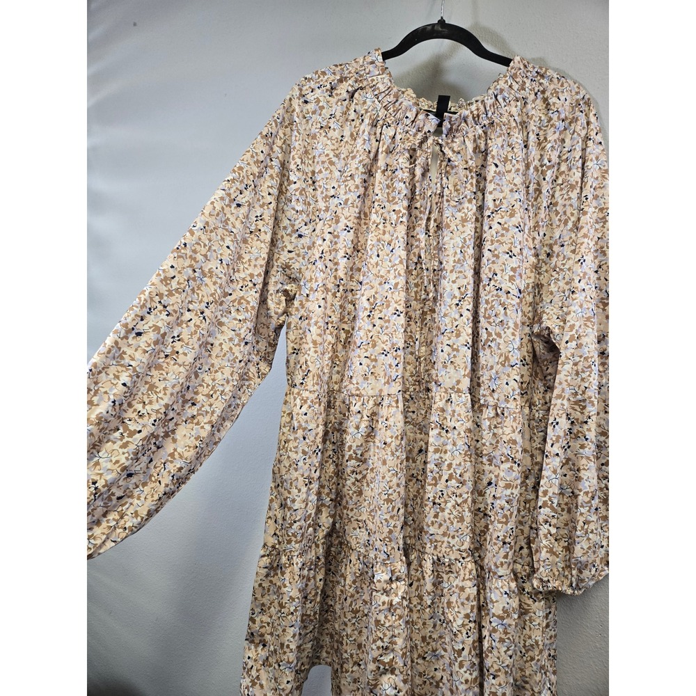 Ellos Floral Tiered Boho Cottagecore Long Sleeve Mini Dress 1X 22/24 - Picture 3 of 8